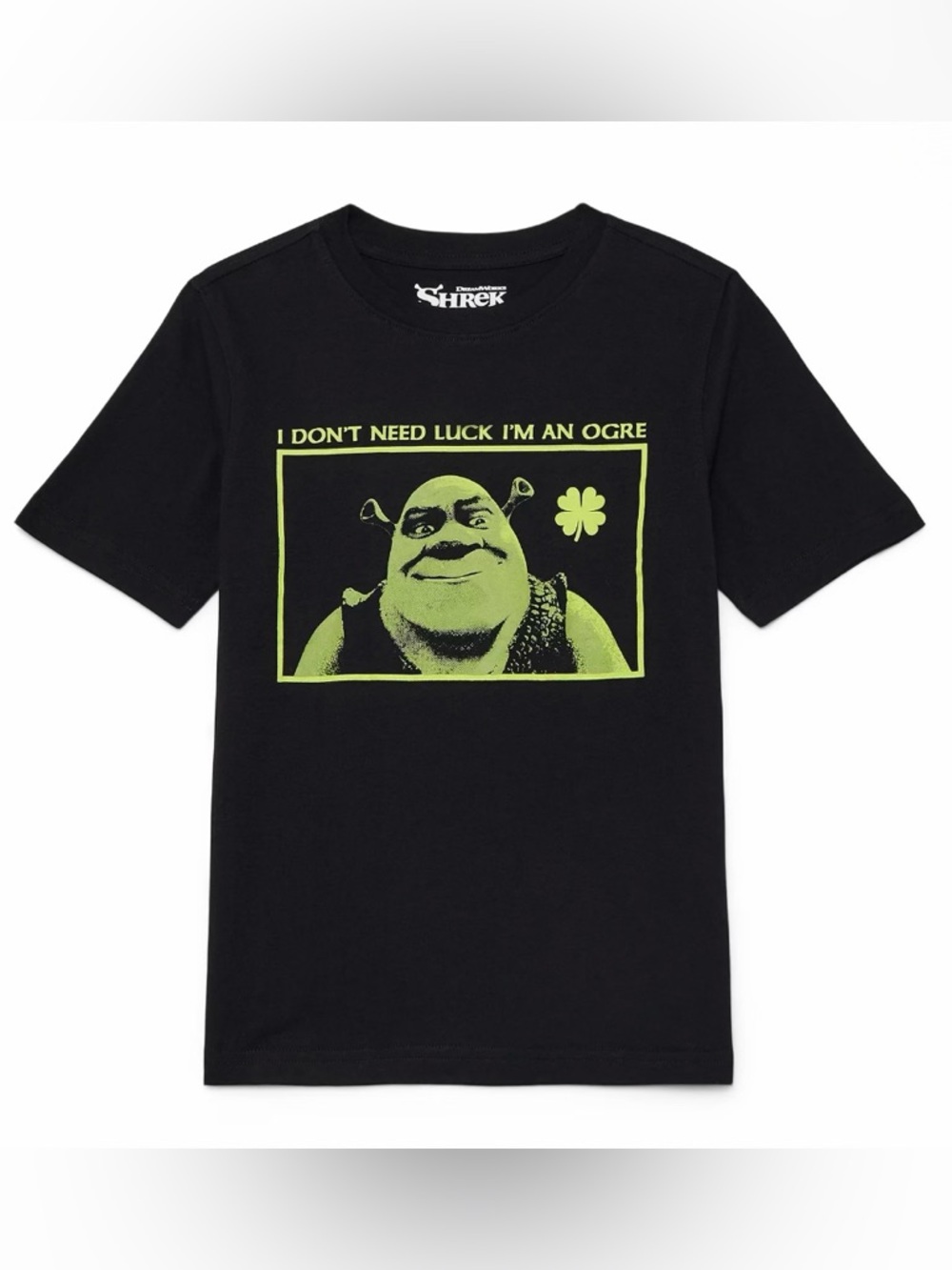 NWT - Black Shrek Graphic Tee - 'I Don't Need Luck I'm An Ogre'